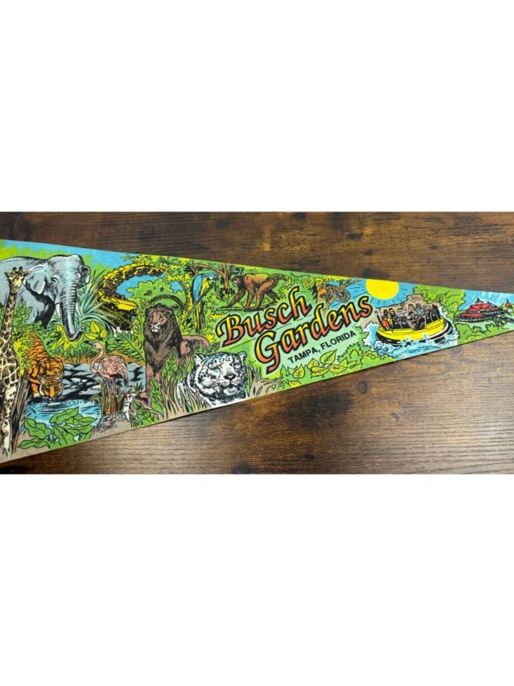 Vintage Busch Gardens Tampa Florida Souvenir Pennant 30 inches